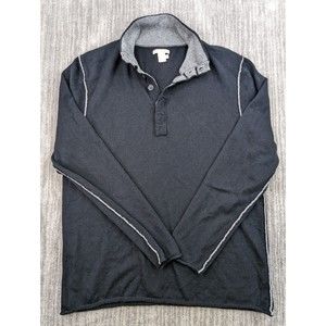 Carbon 2 Cobalt Mens Large Cotton Cashmere Blend Gloaming Sweater Black Henley
